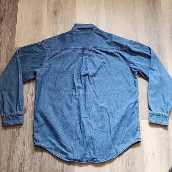 Rare VINTAGE Heineken Embroidered Denim Long Sleeve Cotton Button-Up Shirt Sz M - Picture 10 of 12